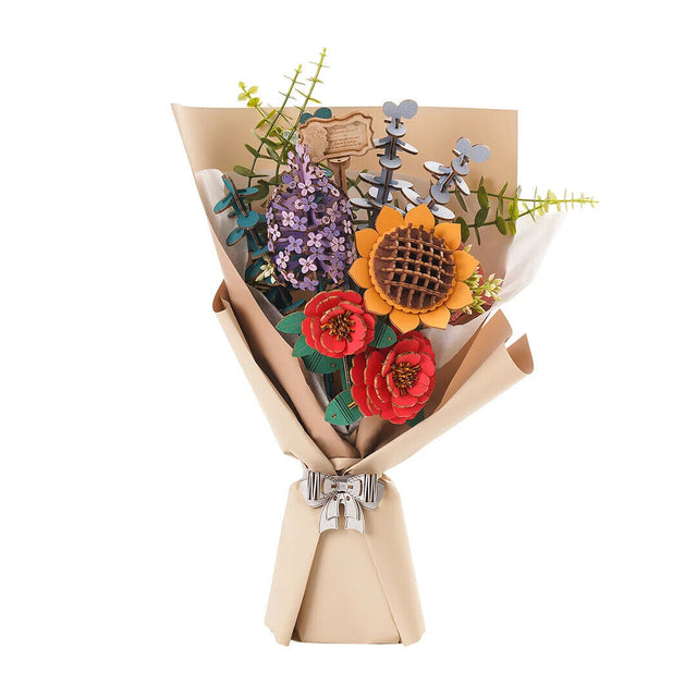 Flower Bouquet DIY 3D Wooden Puzzle Floral Craft Kit Creative Home Decor Gift