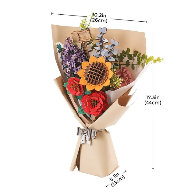 Flower Bouquet DIY 3D Wooden Puzzle Floral Craft Kit Creative Home Decor Gift